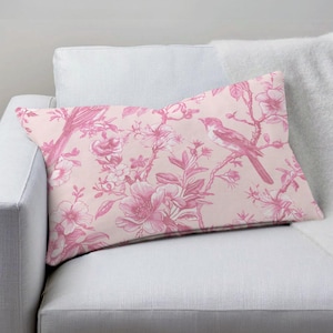 Pink Chinoiserie Toile De Jouy Pillow Cover Designer Pillow Cover Pink Pillow Cover Decorative Pillow Cover Custom Pillow Housewarming Gift