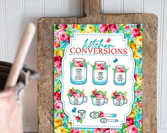 Kitchen Conversions Chart Print Farmhouse Kitchen Wall Decor Pioneer Woman Decor Farmhouse Kitchen Wall Decor Farmhouse Kitchen Wall Decor