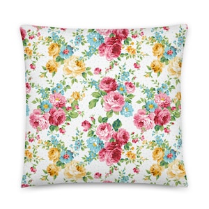Sweet Rose Floral Decorative Pillow Farmhouse Pillow Cover Country Decorative Pillow Lumbar Decorative Pillow