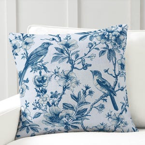 Floral Bird Pillow Case Nature Floral Pillow Sustainablehome Botanical Decorative Pillow Eco Friendly Bed Pillow Naturepillow Gift for Mom