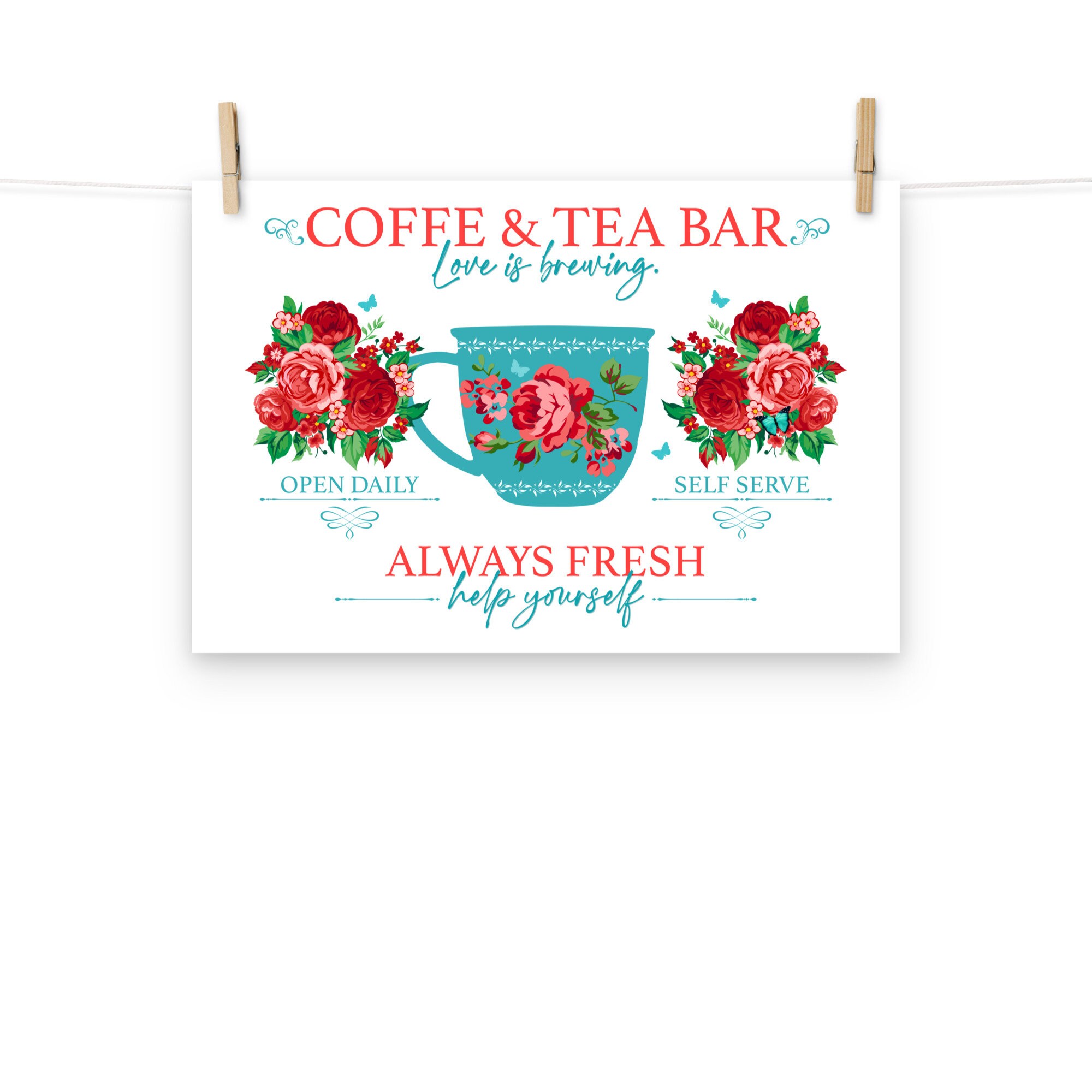 Coffee Poster Print Coffee Menu Poster Coffee Bar Sign Coffee Bar Decor ...
