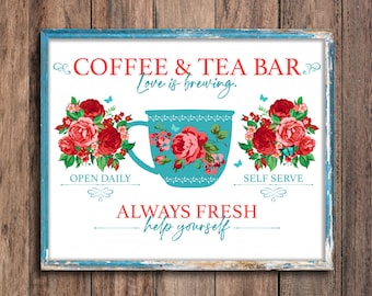 Coffee Bar Wall Decor Printed Poster Coffee Wall Decor Coffee Wall Art Pioneer Woman Decor Farmhouse Decor Farmhouse Wall Art Country Decor