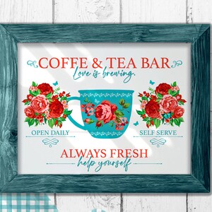 Cartaz de café, pôster de cardápio de café, placa de cafeteria, decoração de cafeteria, placa de cafeteria, placa de cozinha de fazenda, presente para a primeira casa, inauguração de casa