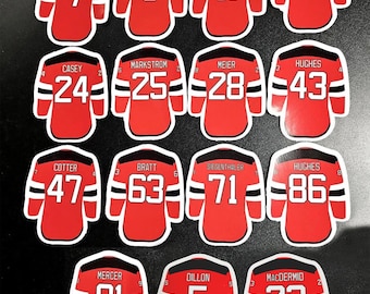 NJ Devils Players Jersey Stickers