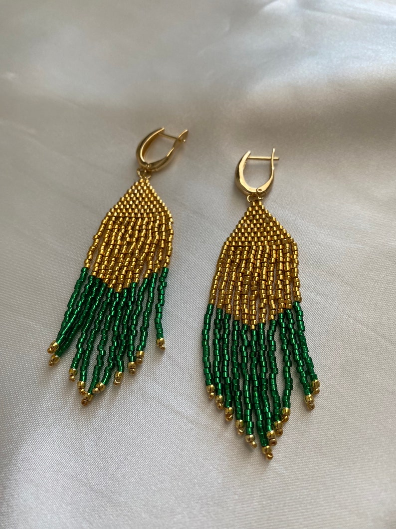 Gold Fringed Earrings Etsy