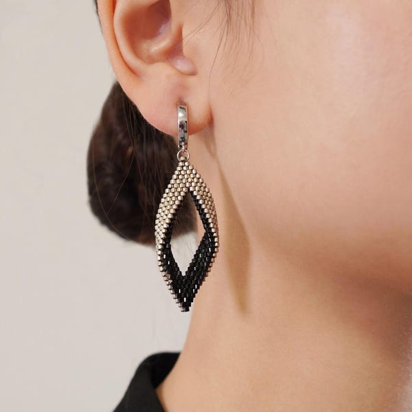 Beaded Statement Earrings, Handmade Lightweight Dangle Earrings, Gift for Her