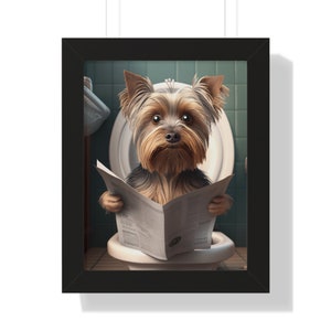 Yorkshire Terrier Art, Funny Bathroom Print, Toilet Poster, Bathroom Art, Yorkshire Terrier Printable, Whimsy Animal Art
