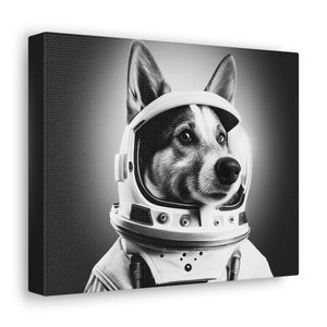 Space Dog Canvas Wall Art | Animal Wall Art | Astronaut Art