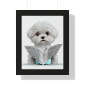 Maltese Wall Art, Funny Bathroom Print, Toilet Poster, Bathroom Art, Maltese Printable, Whimsy Animal Art