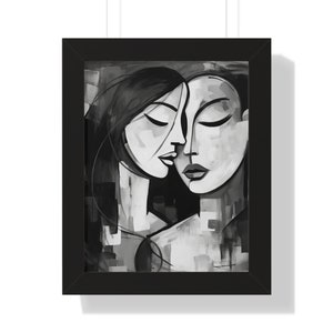 Picasso kiss print, picasso art print, picasso poster, picasso wall art, picasso sketch, black and white, pablo picasso art, abstract art