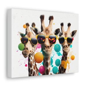 Funky Giraffes Wall Art Canvas Print Picture Home Decor Animals Handmade Wall Hangings