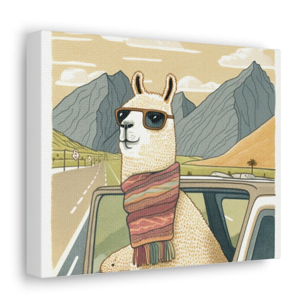 Adventure Llama Art Print, Animals in sunglasses, Kids room Decor, Boys room decor, Nursery Wall art, Llama wearing sunglasses