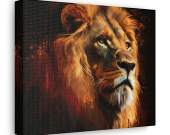Lion Printable Wall Art, Lion Wall Decor, Lion Painting, Animal Print, Safari Nursery Art