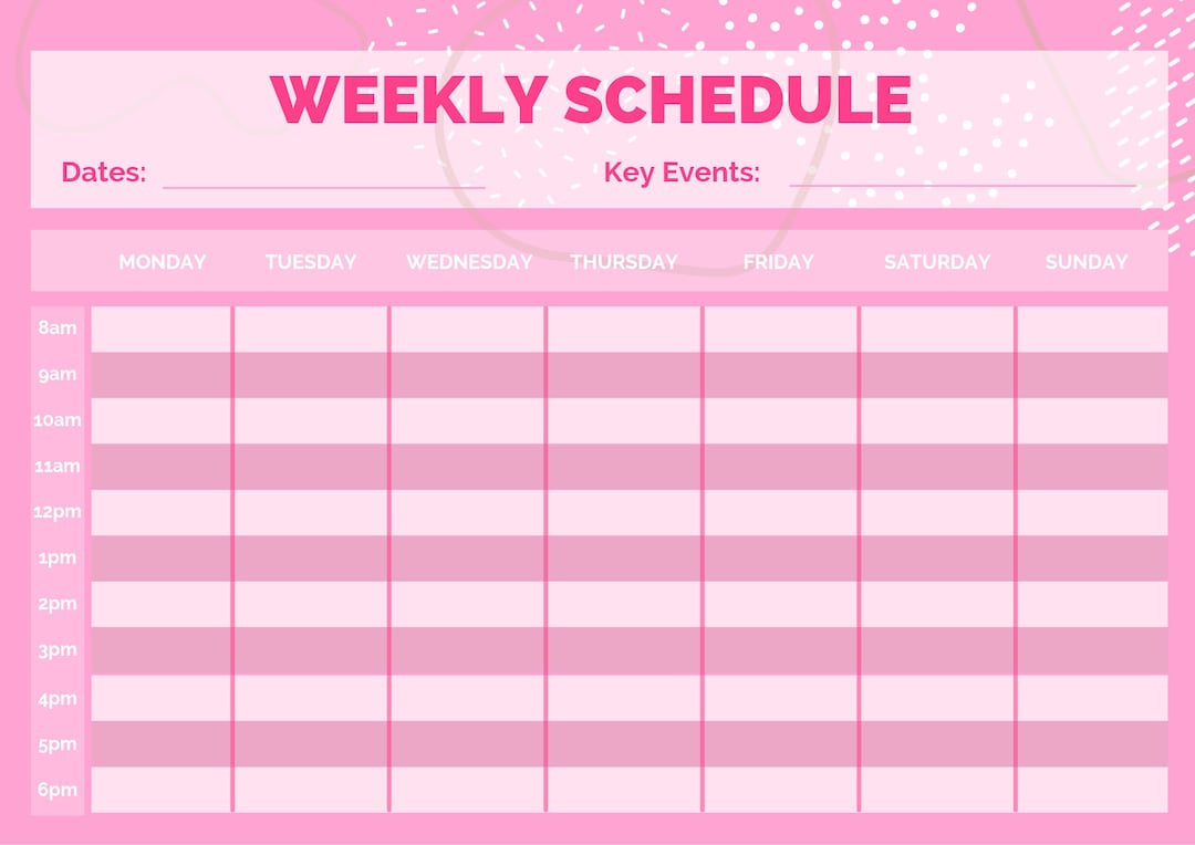 Pink Weekly Schedule - Etsy