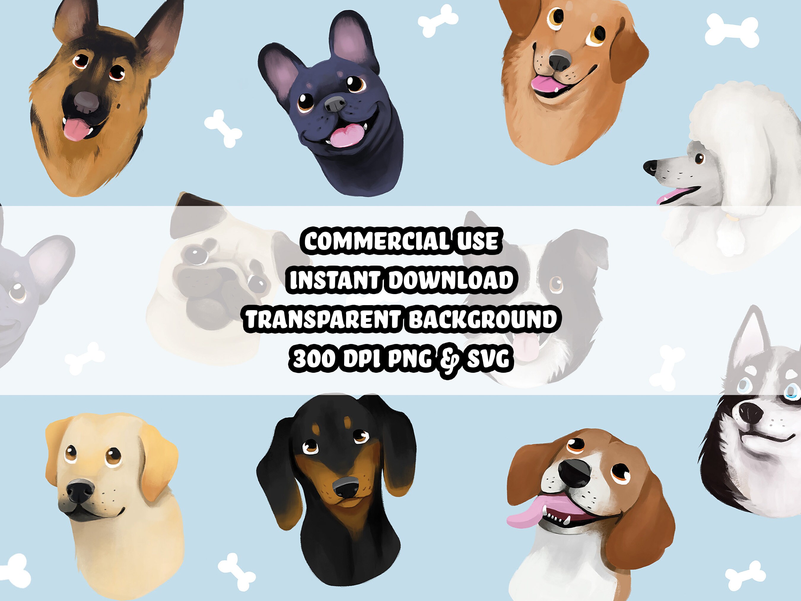 10 Dog Breeds Clipart Bundle Digital SVG & PNG Graphics for - Etsy