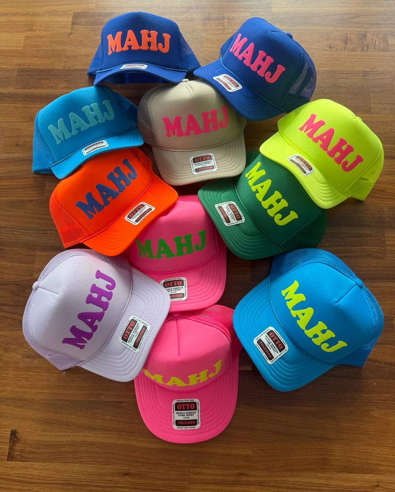 MAHJ Puff Print Trucker Hat, Mahjong Hats, Mahj Caps image 6
