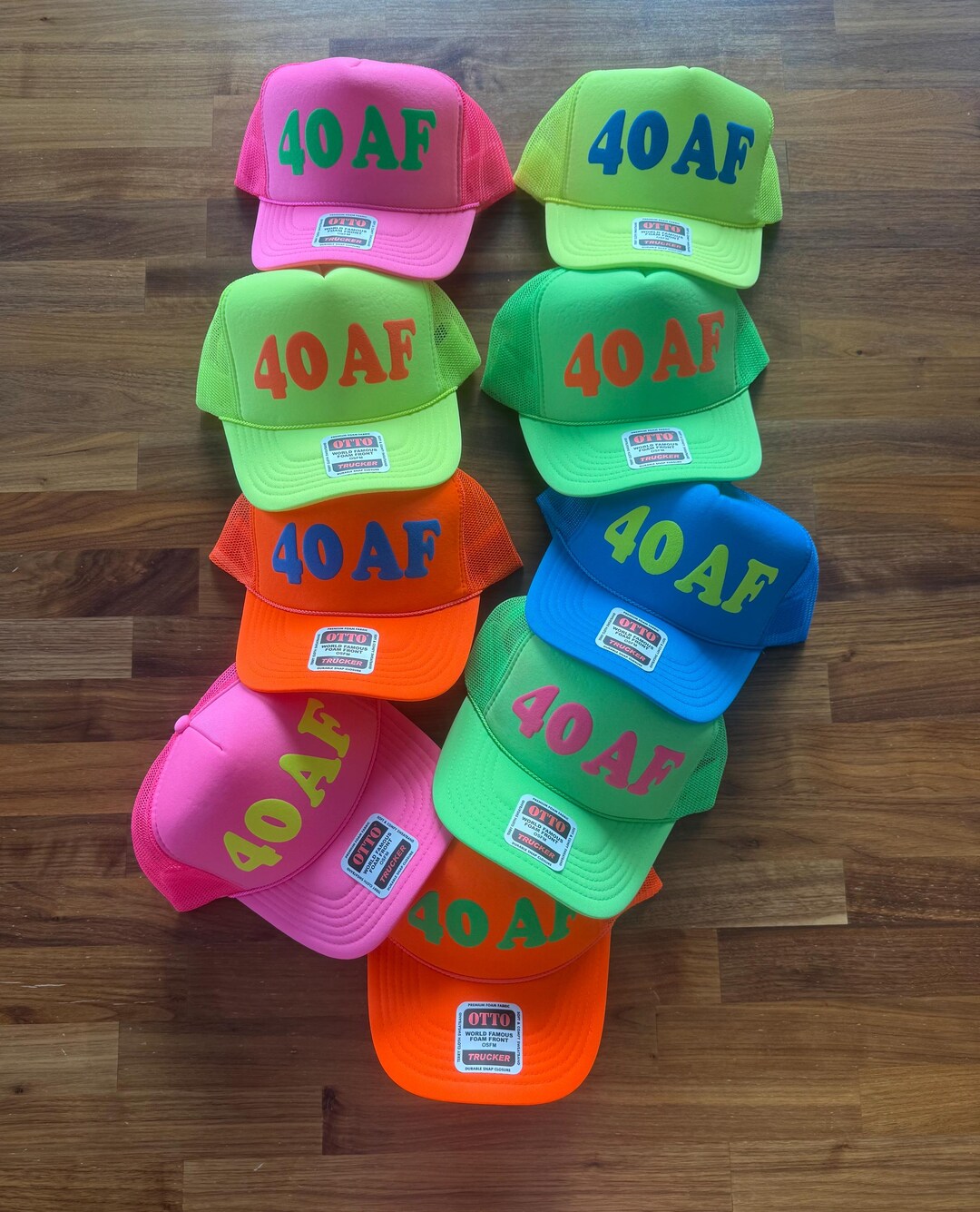 40 AF Trucker Hat, 40th Birthday Party Puff Print Hats, Forty Squad ...