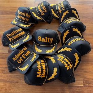 Cocktail Captain Custom Trucker Hat, Party Captain Puff Print Hats