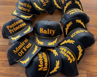Cocktail Captain Custom Trucker Hat, Party Captain Puff Print Hats