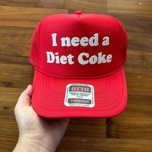 I Need a Diet Coke Puff Trucker Hat, Coke Lover Hats image 12