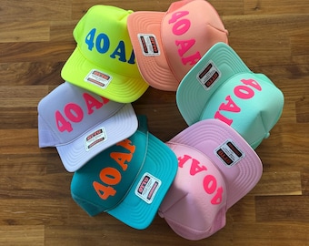 40 AF Trucker Hat, 40th Birthday Party Puff Print Hats, Forty Squad Caps