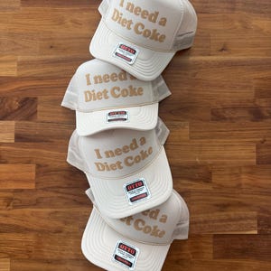 I Need a Diet Coke Puff Trucker Hat, Coke Lover Hats image 2