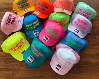Bachelorette Party Trucker Hat, Custom Puff Print Bridal Shower Hats