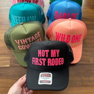 Cowgirl Trucker Hat, Not My First Rodeo Hats, Western Style Caps image 12