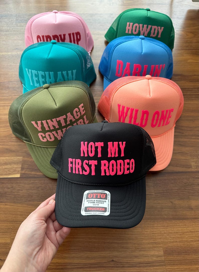 Cowgirl Trucker Hat, Not My First Rodeo Hats, Western Style Caps image 12