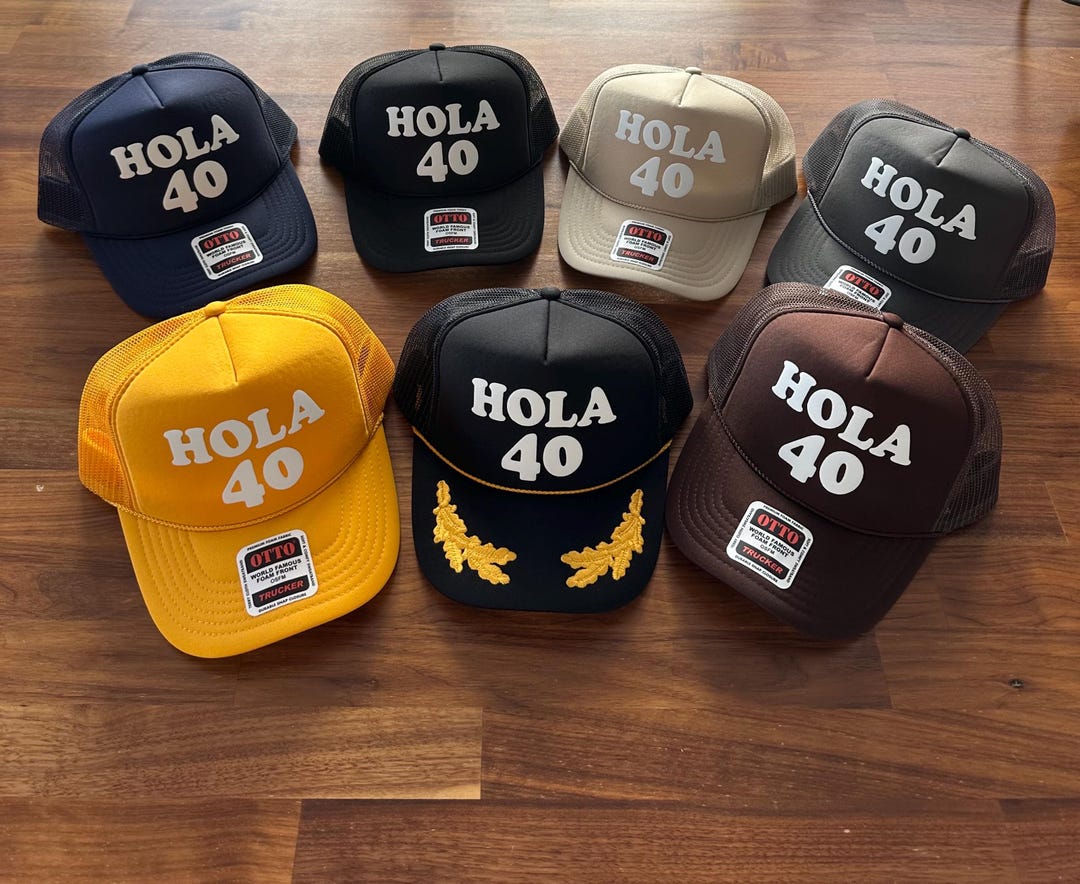 40th Birthday Trucker Hat, Hola 40 Hats, Hello Forty Caps - Etsy