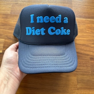 I Need a Diet Coke Puff Trucker Hat, Coke Lover Hats image 10