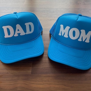 Custom Mom & Dad Trucker Hat, Custom Mom Trucker Hat, Custom Dad Trucker Hat,  Gift For New Dad Mom, Pregnancy Announcement Hat, Not a Set