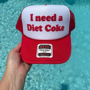 I Need a Diet Coke Puff Trucker Hat, Coke Lover Hats image 8