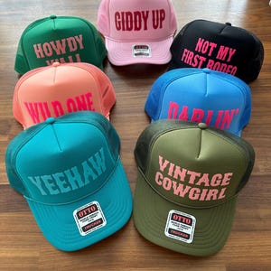 Cowgirl Trucker Hat, Not My First Rodeo Hats, Western Style Caps image 11