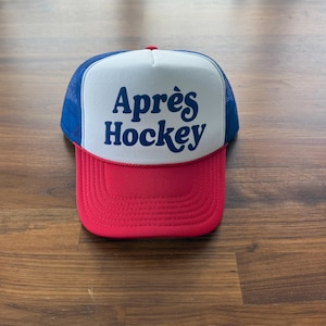Après Hockey Puff Print Trucker Hat, Après Custom Hockey Trucker Cap, Hockey Hat, Hockey Mom Hat