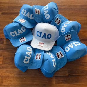 Ciao Trucker Hat, Hello Italy Hats, Italy Vacation Caps image 1