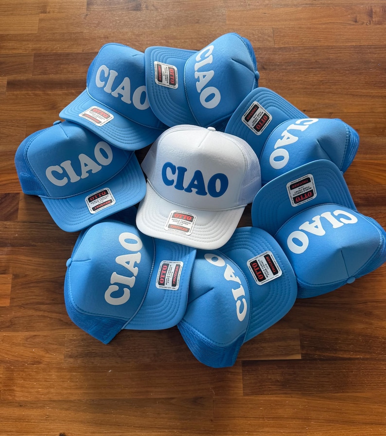 Ciao Trucker Hat, Hello Italy Hats, Italy Vacation Caps image 1