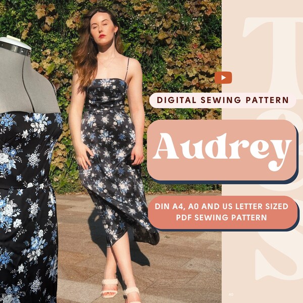 Audrey 3-en-1 Parfaite robe trapèze et jupe circulaire Patron de couture PDF numérique