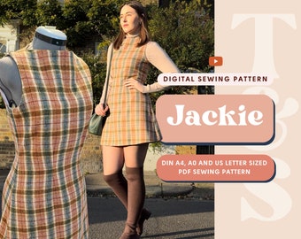Jackie 3 en 1 vestido recto de fiesta perfecto Patrón de costura PDF con opciones de manga