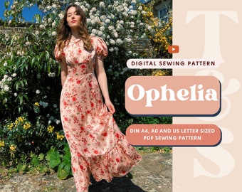 Patrón de costura PDF digital para vestido de verano perfecto 3 en 1 de Ophelia