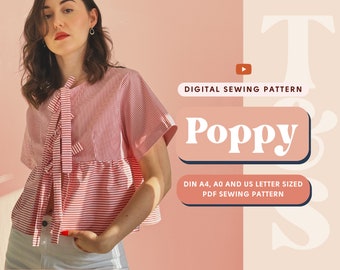 Poppy Peplum Blouse Beginner Digital PDF Sewing Pattern