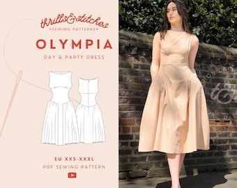 Olympia 2-in-1 Drop Waist Dress with A-Line Skirt in Mini and Midi Length | Digital PDF Sewing Pattern