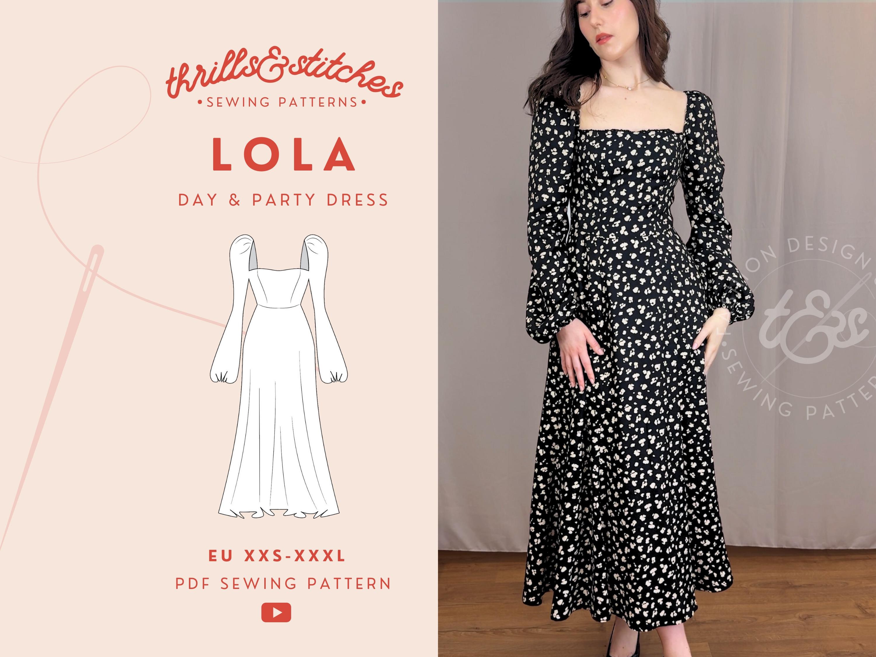 Lola Perfect Fit and Flare Midi Dress With Square Neckline PDF Sewing Pattern
