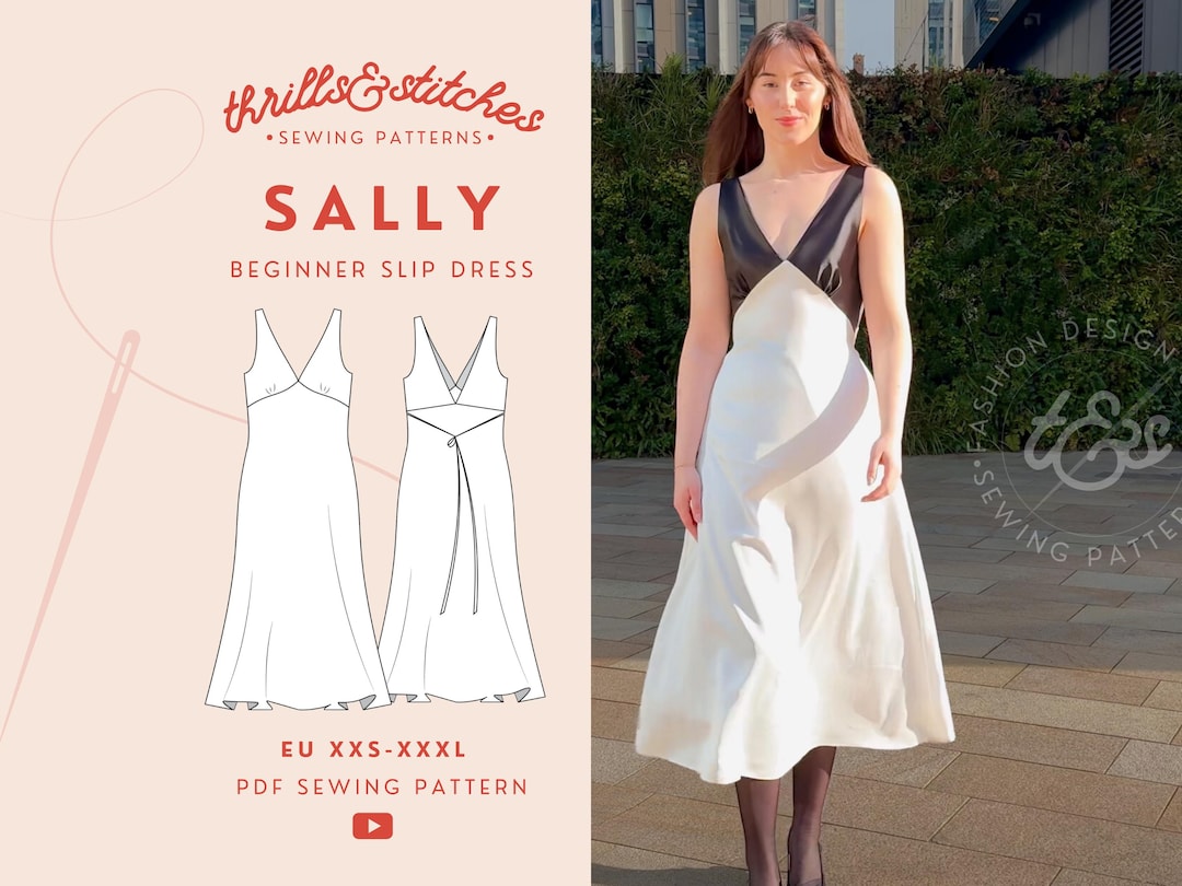 Sally Slip Dress PDF Sewing Pattern – Easy V-neck Beginner-friendly Midi Dress (sizes XXS-3XL) - Etsy UK
