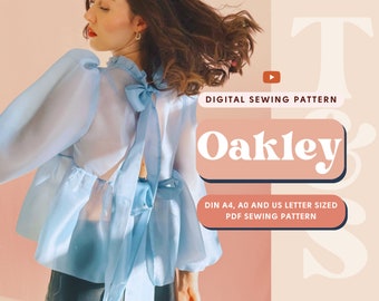 Oakley - Top oversize à basque avec fermeture par noeud papillon - Patron de couture PDF numérique pour débutants