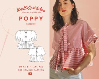 Poppy 2-in-1 Peplum Blouse Beginner Friendly | Two Sleeve Options | Digital PDF Sewing Pattern