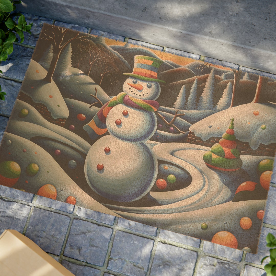 SNOWMAN Doormat Rug Outdoor Rug Whimsical Snowman Etsy