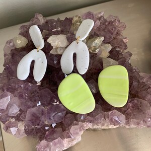 Lot of 2 Pairs Lightweight Clay Earrings - Handmade Polymer Clay Earrings - Gold Plated Surgical Steel Earrings - Hypoallergenic Jewelry
