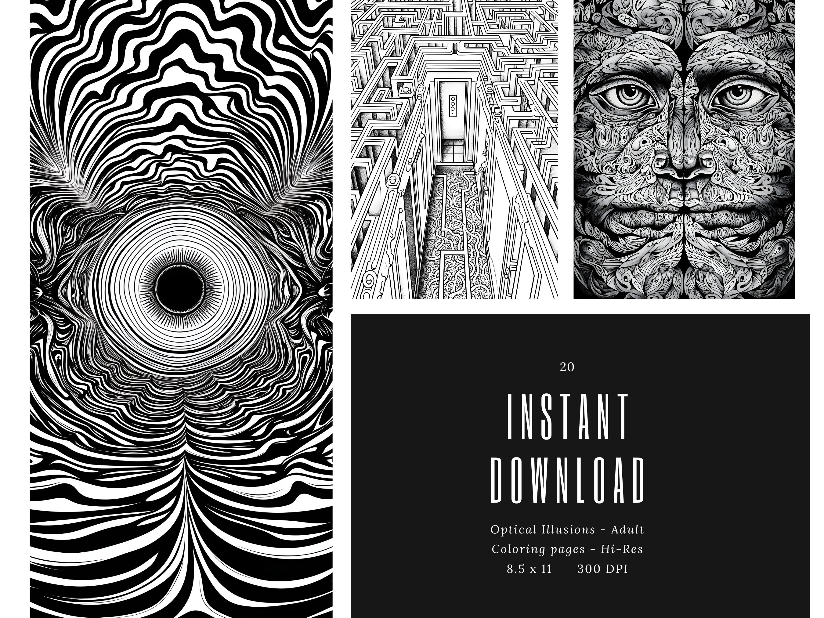 Optical Illusions Coloring Pages Adult Coloring Pages - Etsy