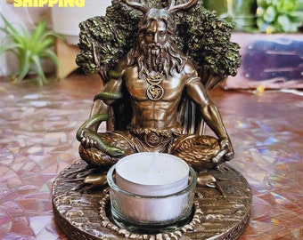 Ancient| Rome| Cernunnos| Statue| Sculpture| Celtic| God| Candles| Holder| Mythological| Spirituality| Roman| Home decor| Light candle|Gift